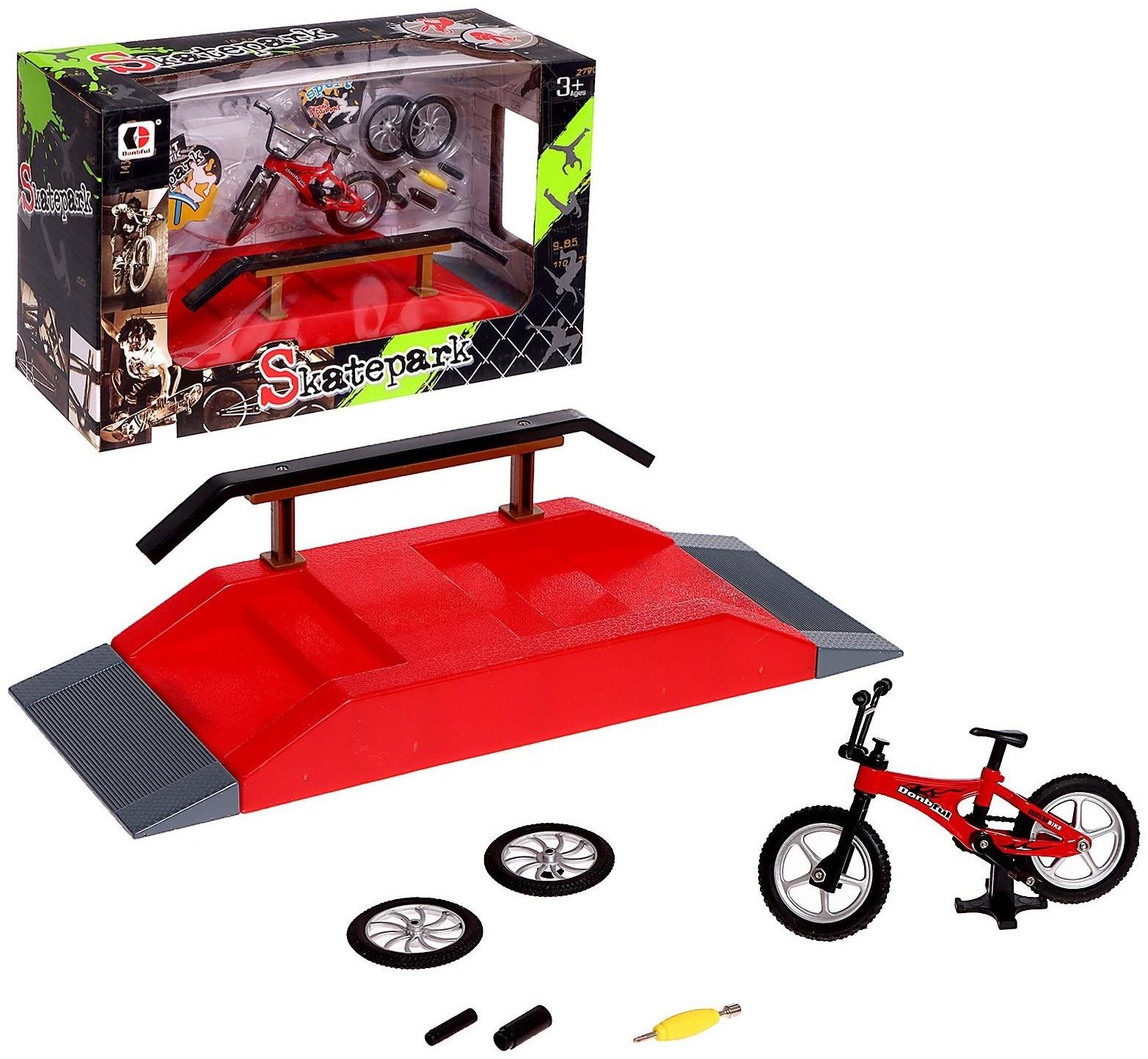 Набор скейт-парк «Трюк: скольжение», фингербайк с перилами на лесенках, цвета МИКС