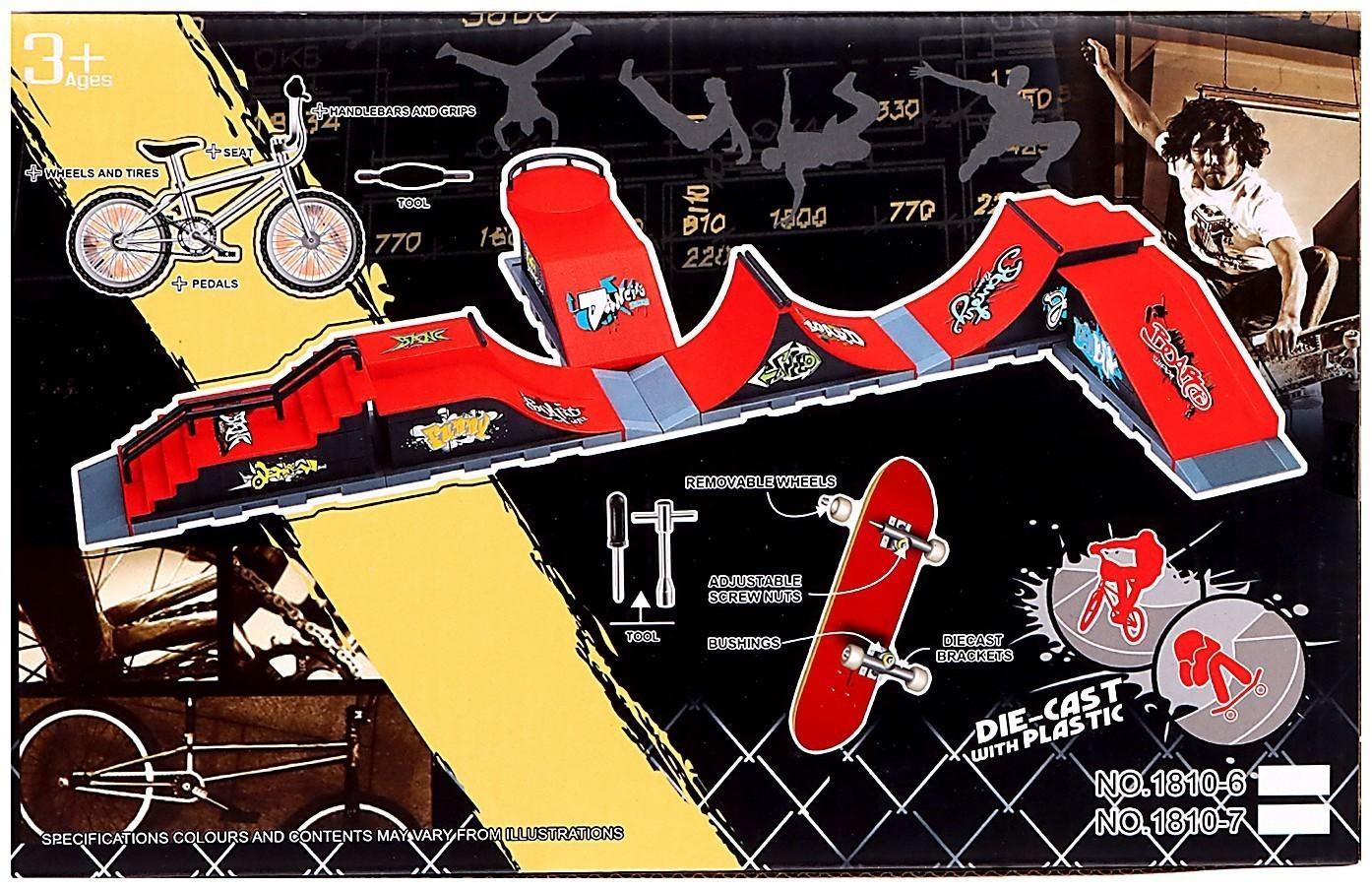 Набор скейт-парк «Трюк: прыжок», фингербайк с двойным трамплином