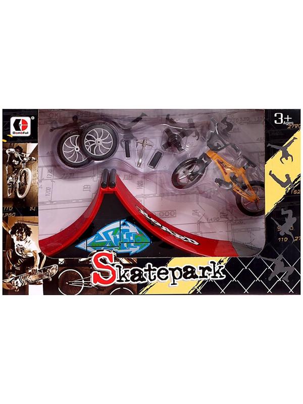 Набор скейт-парк «Трюк: прыжок», фингербайк с двойным трамплином