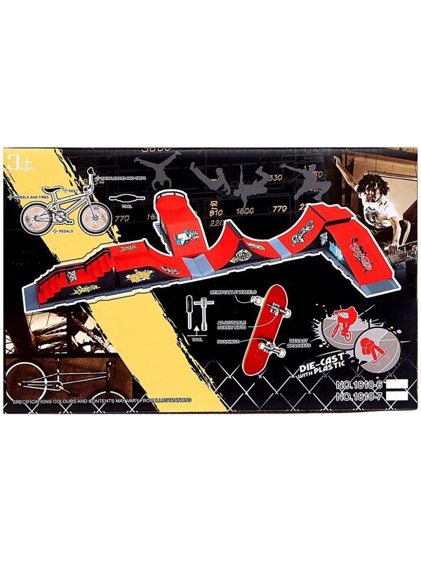 Набор скейт-парк «Трюк: прыжок», фингербайк с двойным трамплином