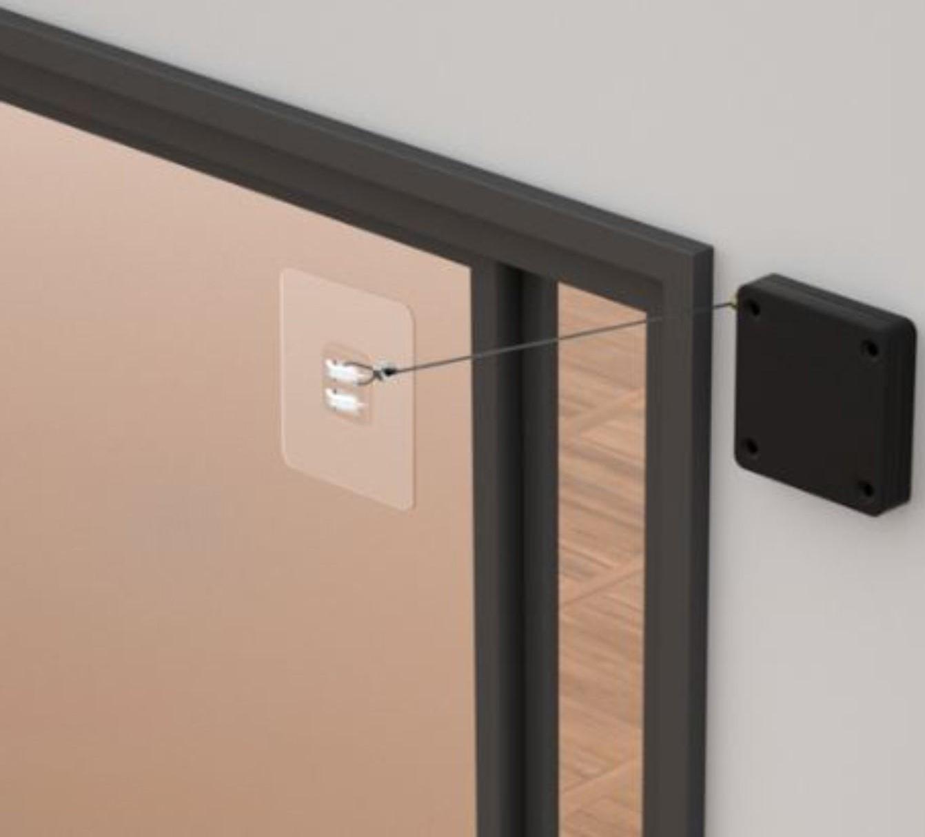 Доводчик дверной ТУНДРА, до 20 кг, цвет  черный, натяжение 1200 гр, длина троса 100 см