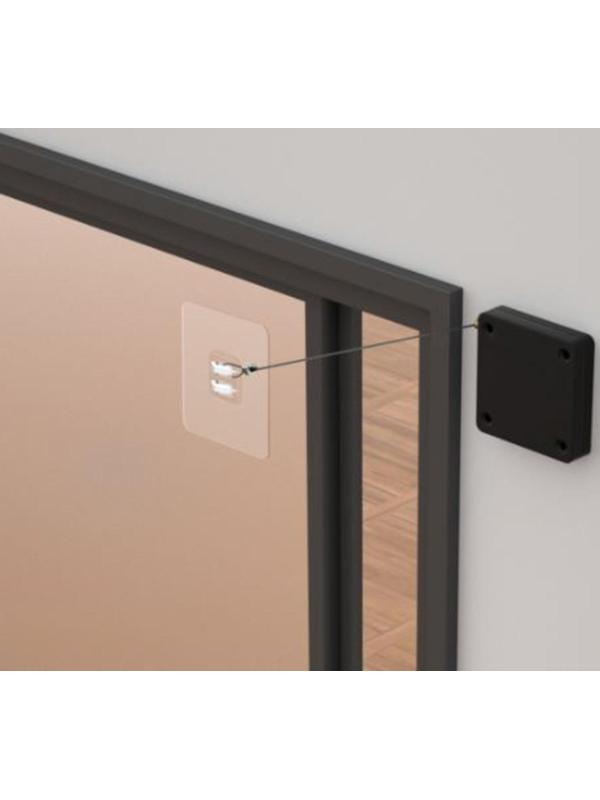 Доводчик дверной ТУНДРА, до 20 кг, цвет  черный, натяжение 1200 гр, длина троса 100 см