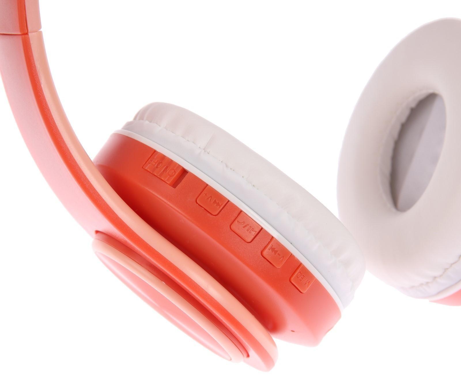 Наушники Т47, беспроводные, полноразмерные, BT, microSD, FM, микрофон, AUX, оранжевые