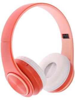 Наушники Т47, беспроводные, полноразмерные, BT, microSD, FM, микрофон, AUX, оранжевые