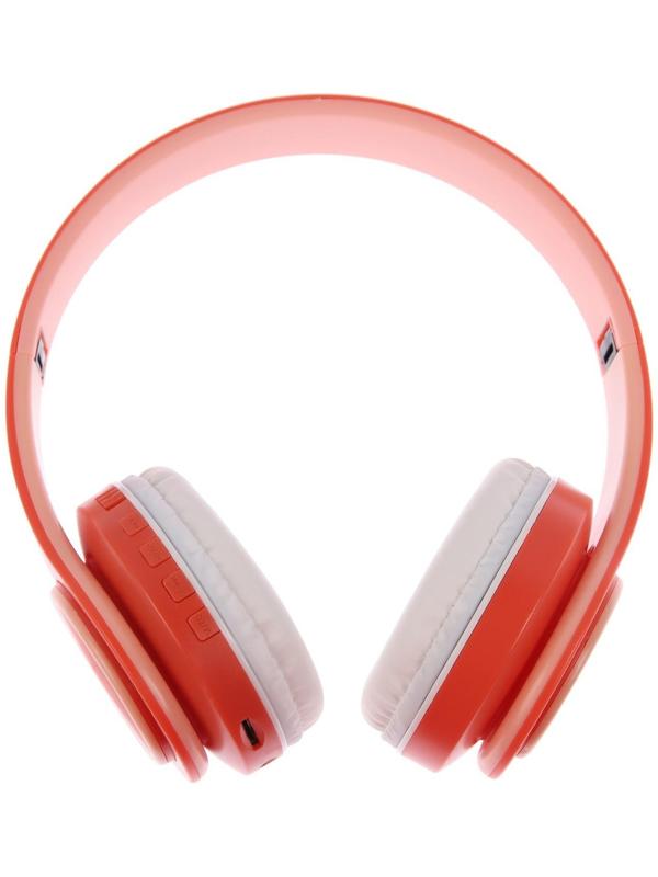 Наушники Т47, беспроводные, полноразмерные, BT, microSD, FM, микрофон, AUX, оранжевые