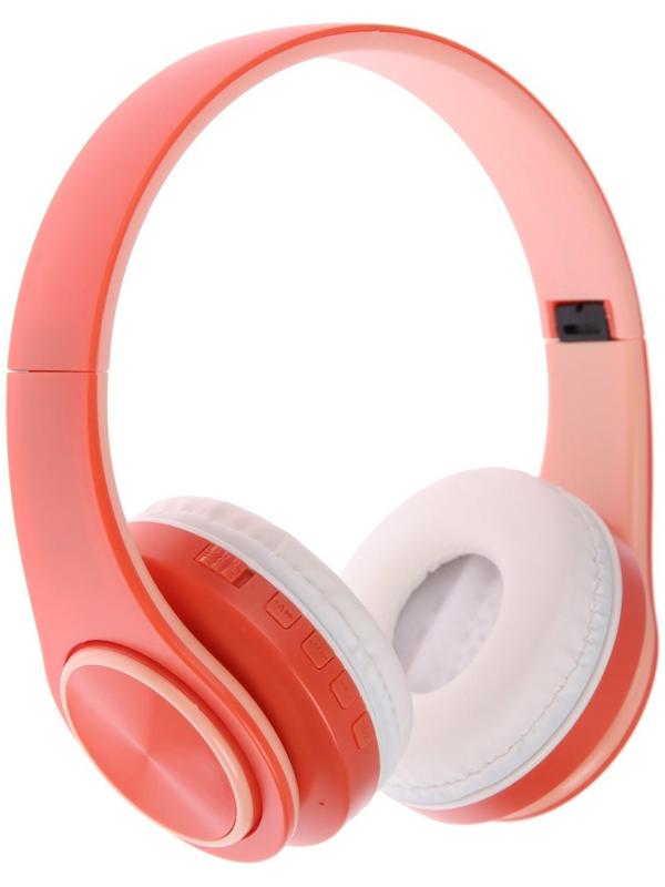 Наушники Т47, беспроводные, полноразмерные, BT, microSD, FM, микрофон, AUX, оранжевые