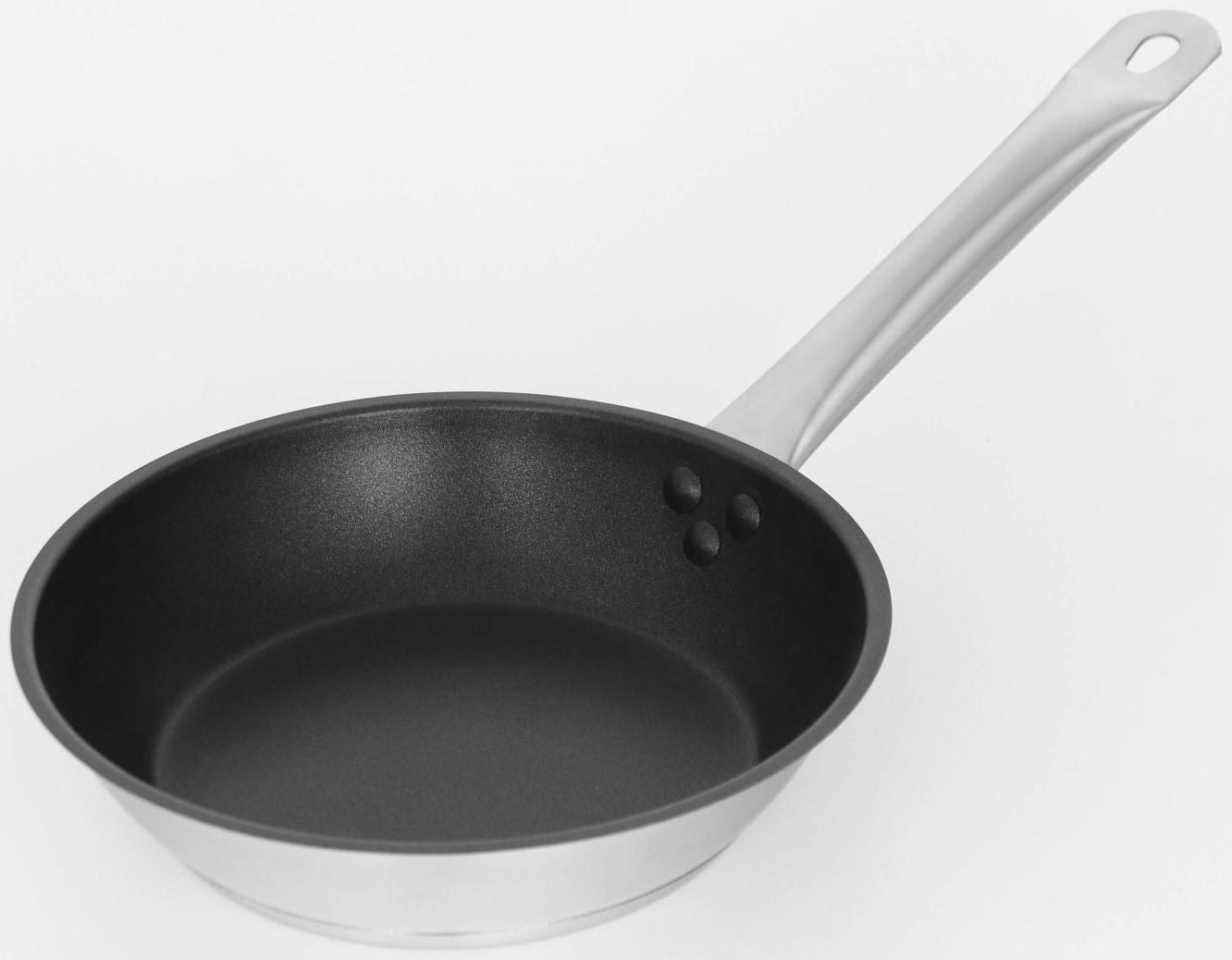 Сковорода из нержавеющей стали Hanna Knövell, d=22 см, h=5,5 см, толщина стенки 0,6 мм, длина ручки 21,5 см, антипригарное покрытие, индукция