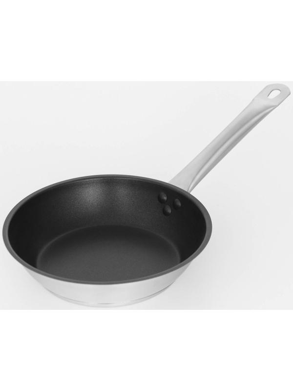 Сковорода из нержавеющей стали Hanna Knövell, d=22 см, h=5,5 см, толщина стенки 0,6 мм, длина ручки 21,5 см, антипригарное покрытие, индукция