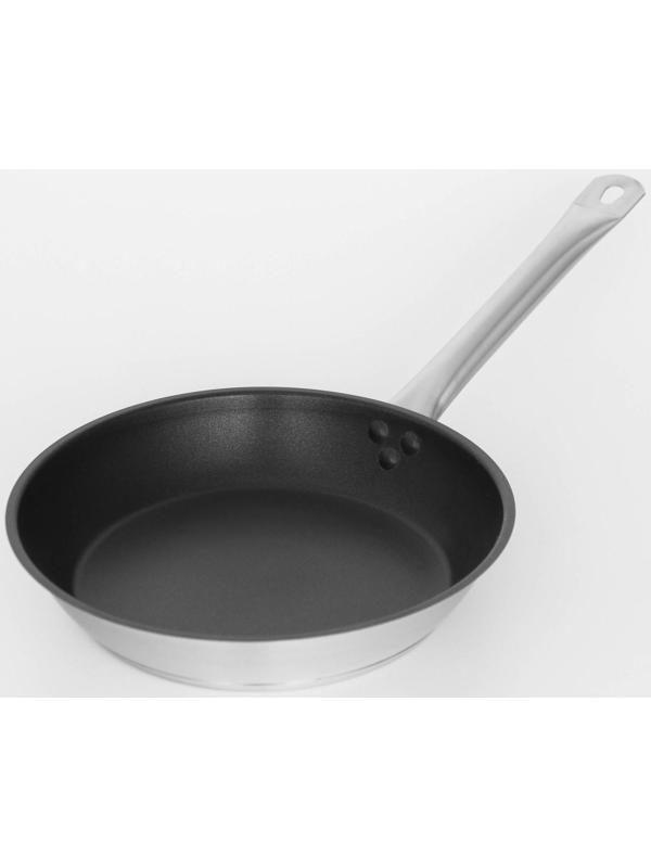 Сковорода из нержавеющей стали Hanna Knövell, d=26 см, h=5 см, толщина стенки 0,6 мм, длина ручки 25 см, антипригарное покрытие, индукция