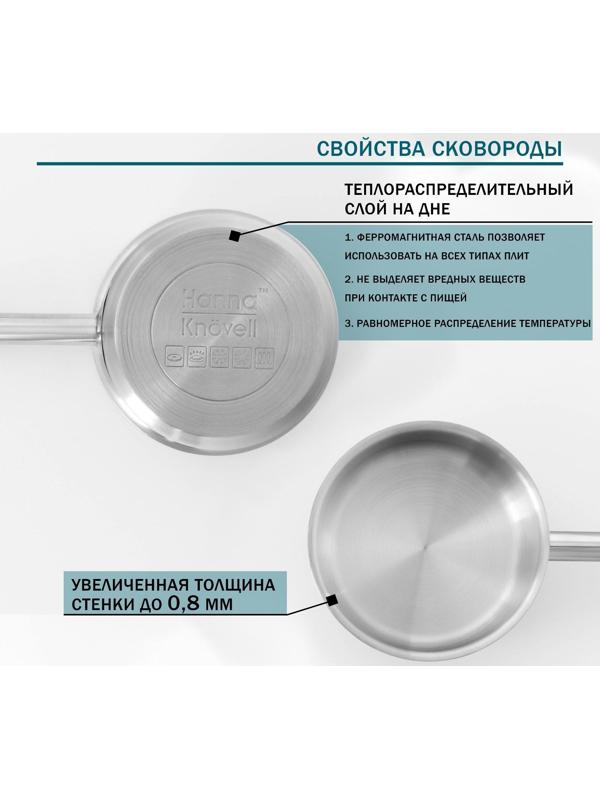 Сотейник из нержавеющей стали с крышкой Hanna Knövell, 1,2 л, d=16 см, h=6,5 см, толщина стенки 0,8 мм, индукция