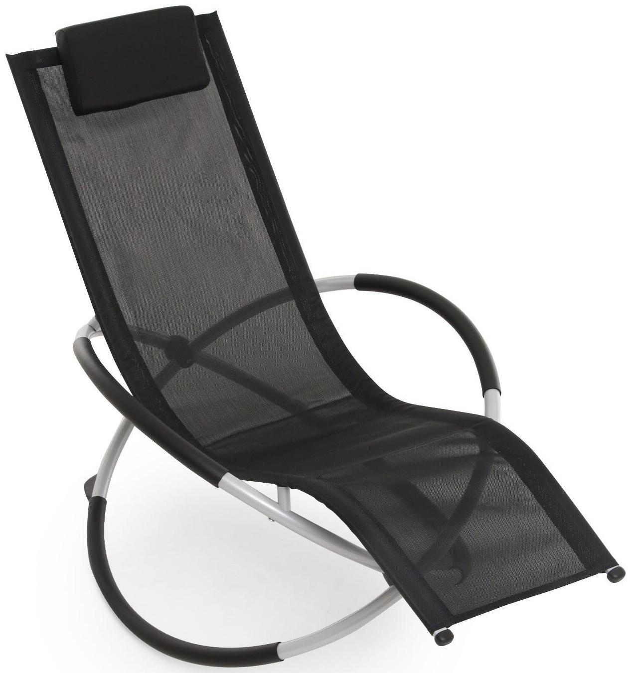 Шезлонг, черный, 188 х 58 х 30 см