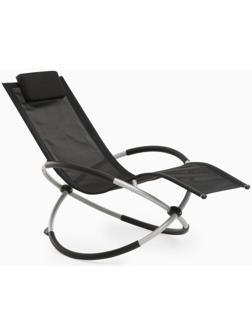 Шезлонг, черный, 188 х 58 х 30 см