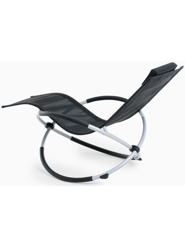 Шезлонг, черный, 188 х 58 х 30 см