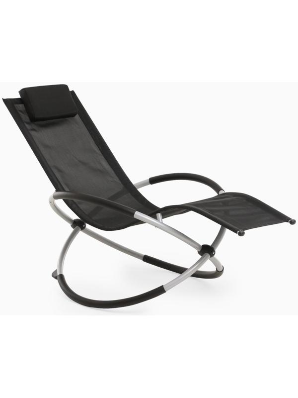 Шезлонг, черный, 188 х 58 х 30 см