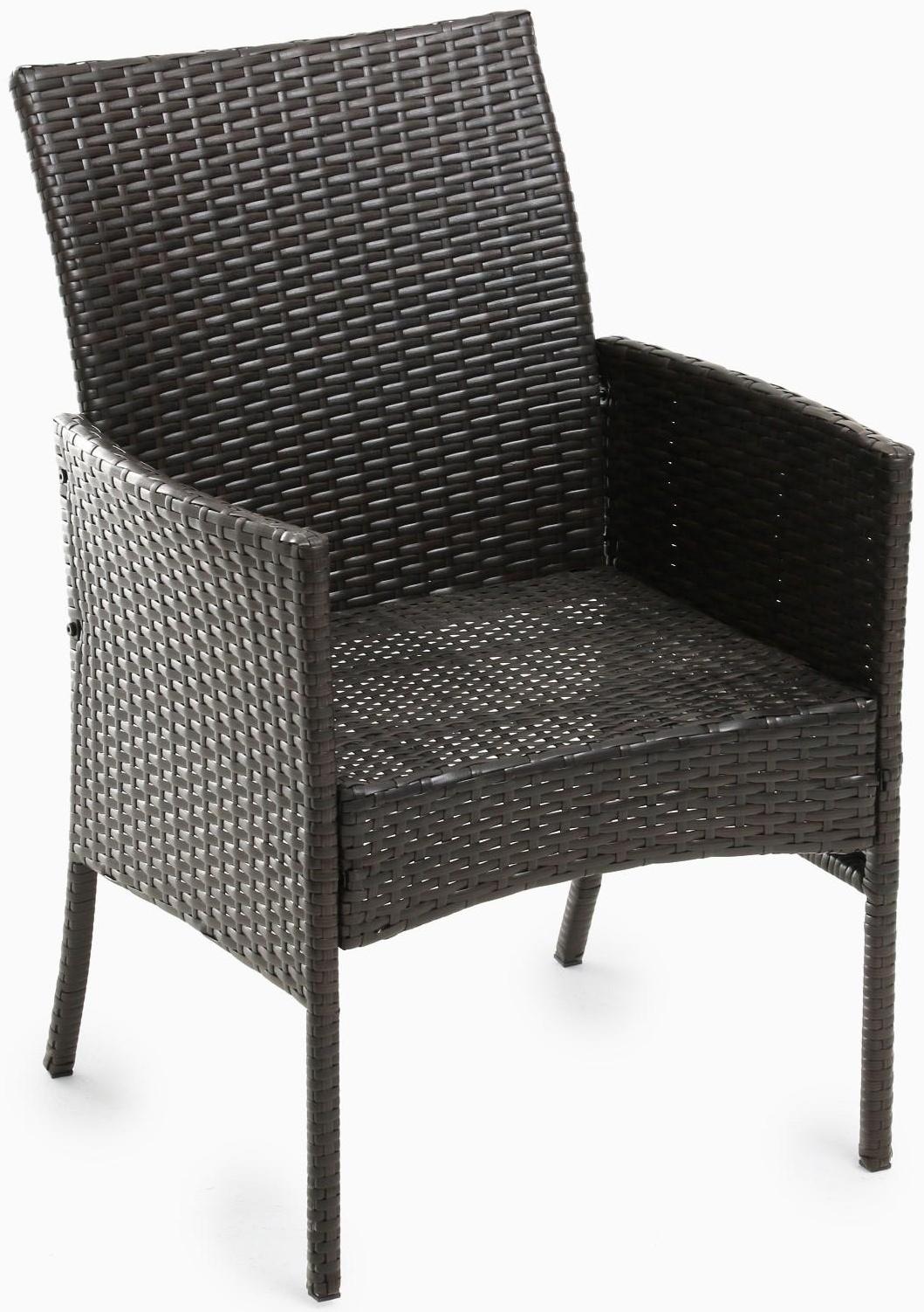 Набор садовой мебели: Стол и 2 кресла коричневого  цвета с белой подушкой