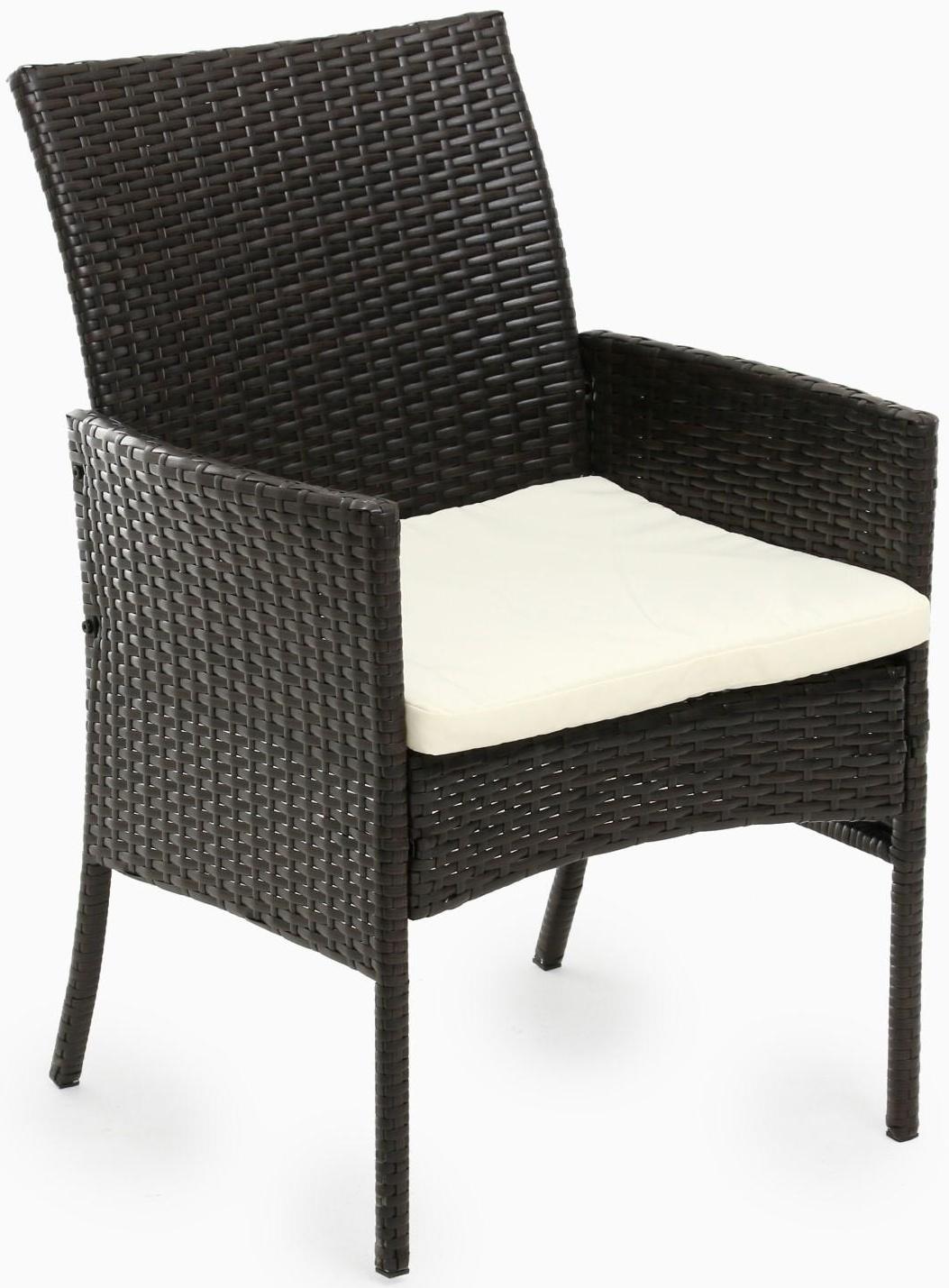 Набор садовой мебели: Стол и 2 кресла коричневого  цвета с белой подушкой