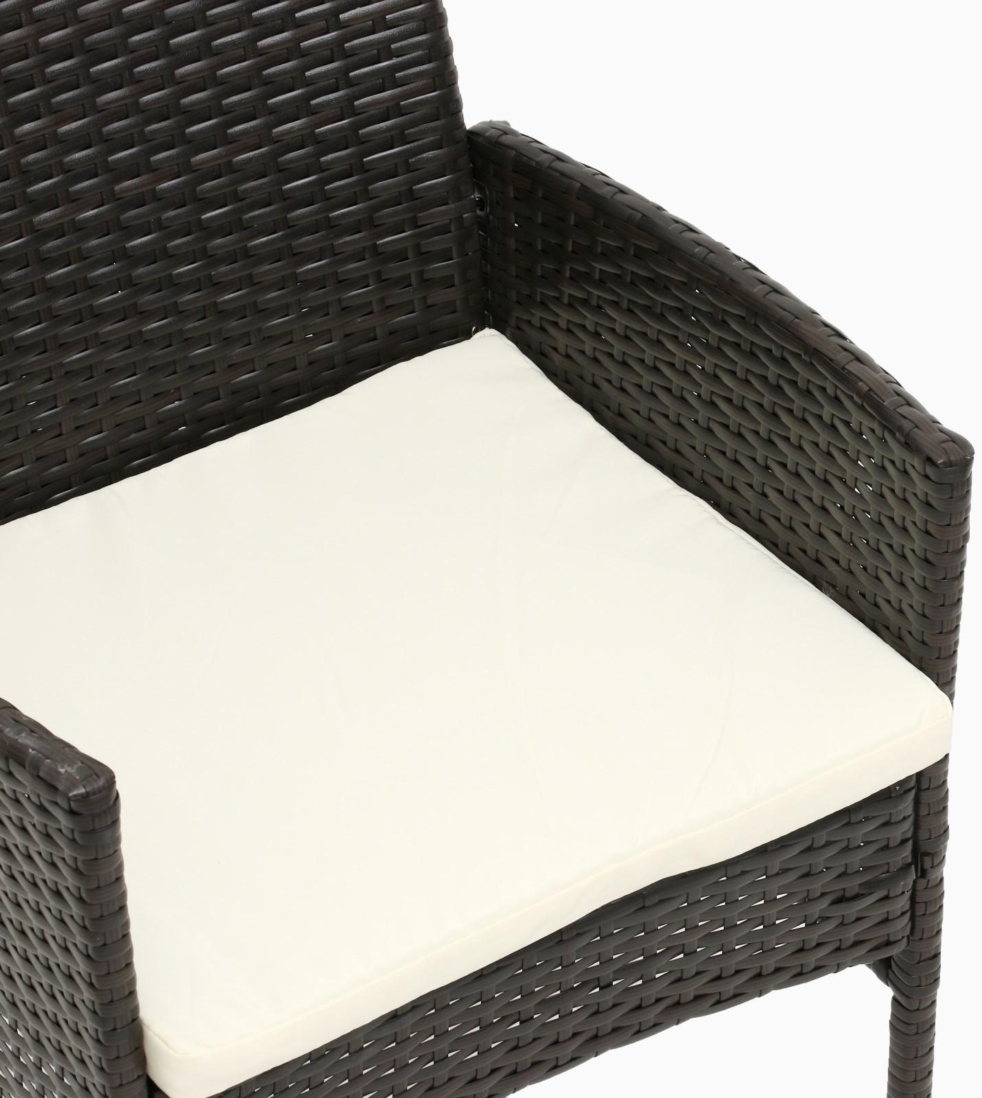 Набор садовой мебели: Стол и 2 кресла коричневого  цвета с белой подушкой