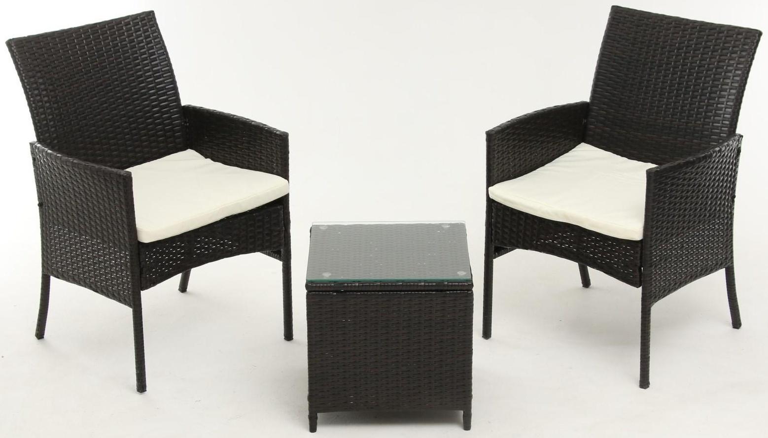 Набор садовой мебели: Стол и 2 кресла коричневого  цвета с белой подушкой