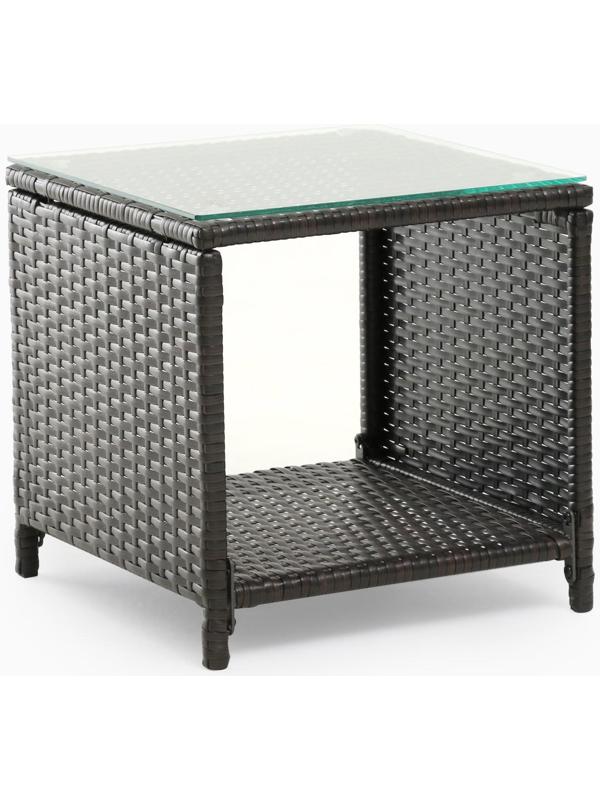 Набор садовой мебели: Стол и 2 кресла коричневого  цвета с белой подушкой