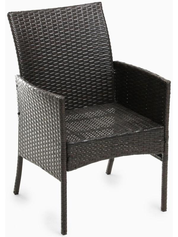 Набор садовой мебели: Стол и 2 кресла коричневого  цвета с белой подушкой