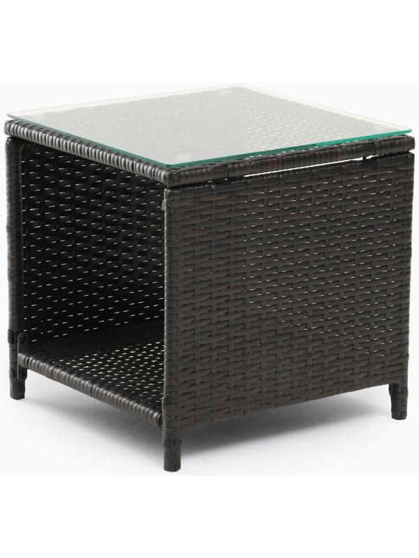 Набор садовой мебели: Стол и 2 кресла коричневого  цвета с белой подушкой