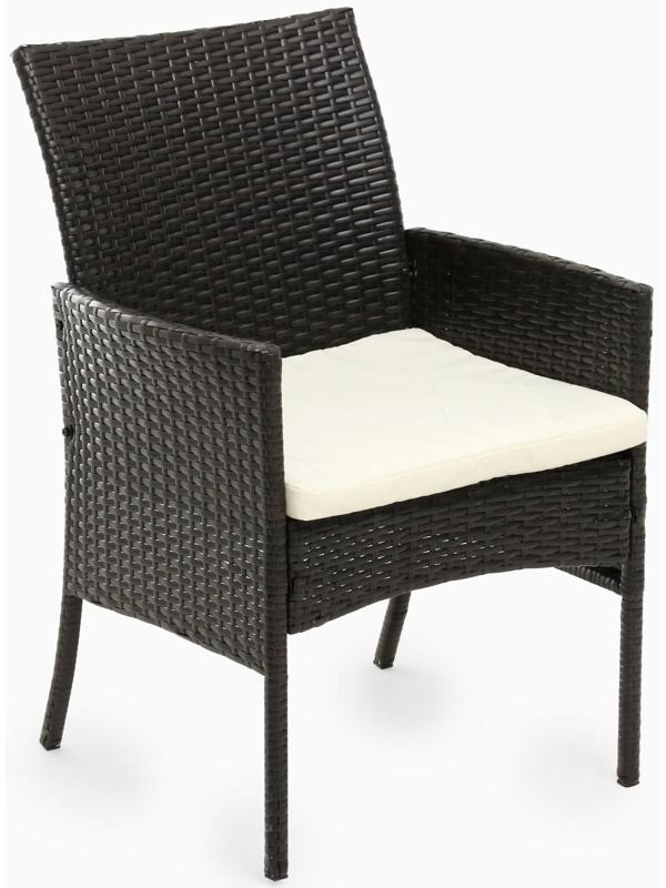 Набор садовой мебели: Стол и 2 кресла коричневого  цвета с белой подушкой