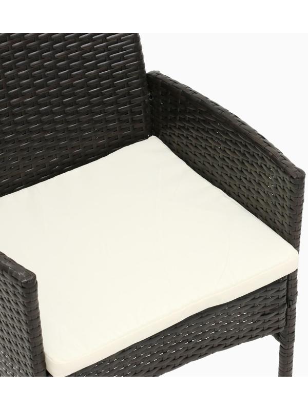 Набор садовой мебели: Стол и 2 кресла коричневого  цвета с белой подушкой