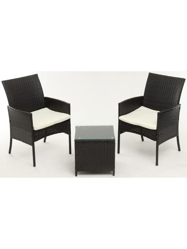 Набор садовой мебели: Стол и 2 кресла коричневого  цвета с белой подушкой