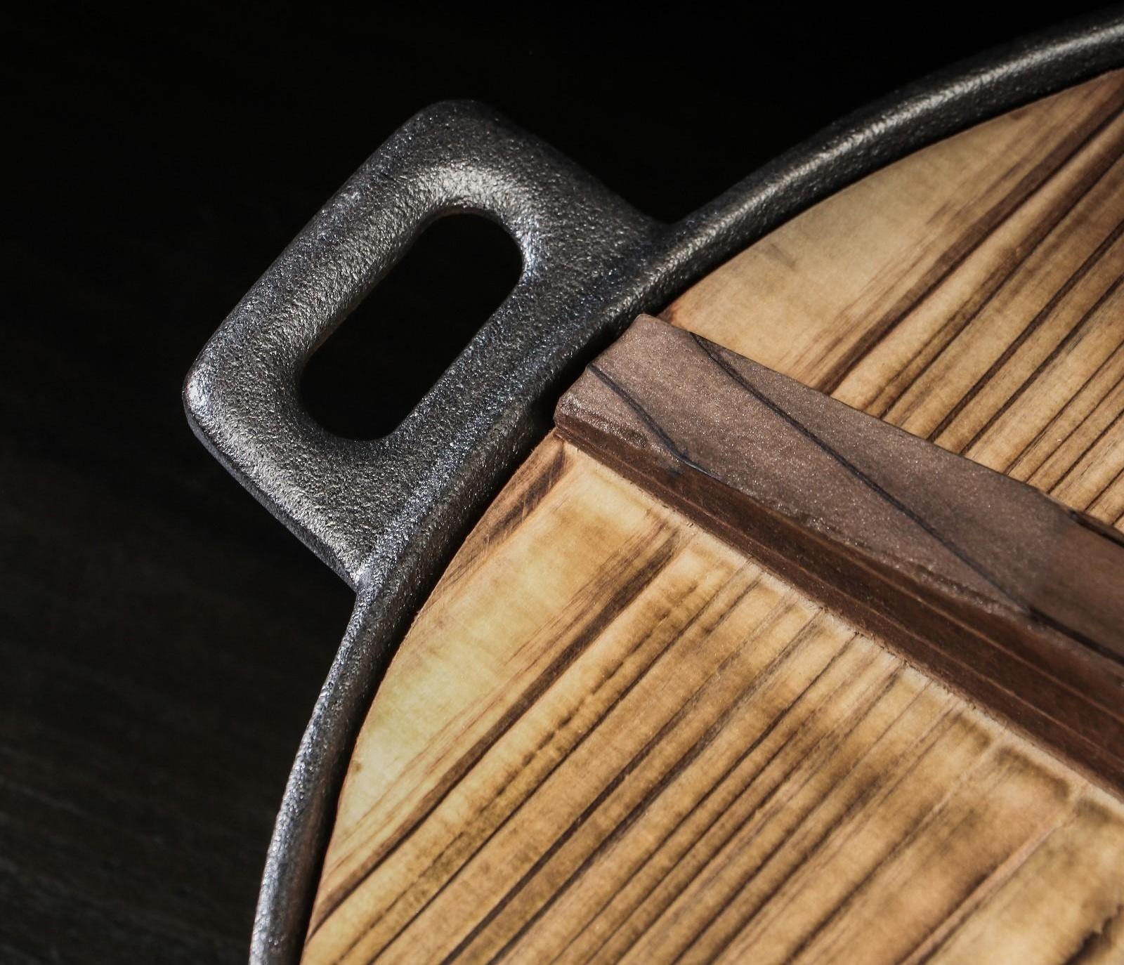 Сковорода-ВОК чугунная Magma «Хемминг», 31×8 см, с деревянной крышкой