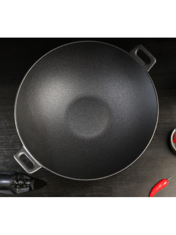 Сковорода-ВОК чугунная Magma «Хемминг», 31×8 см, с деревянной крышкой