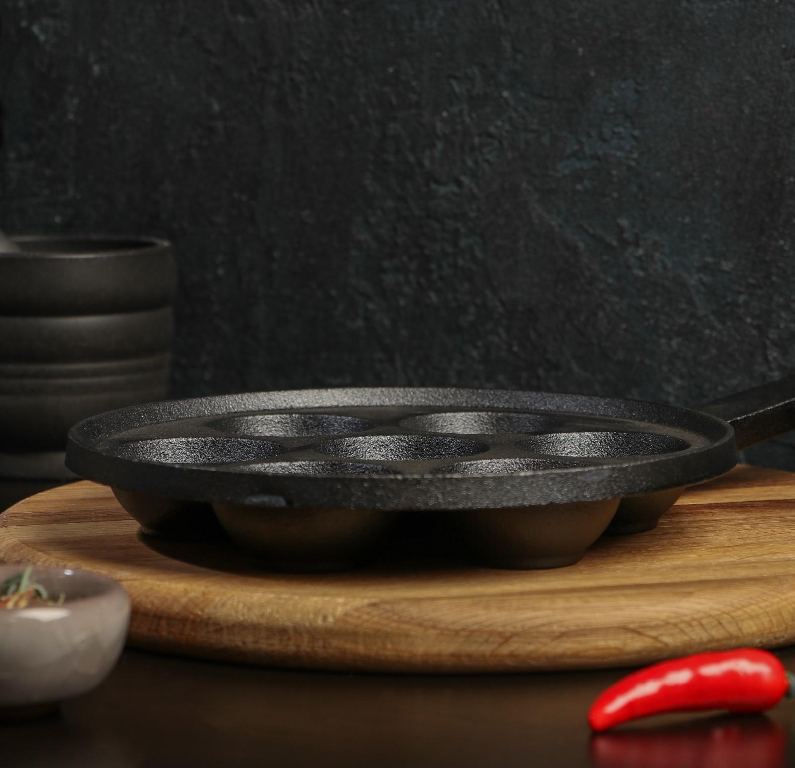 Сковорода чугунная Magma «Сферос», 7 ячеек, 20×3 см, чугунная ручка