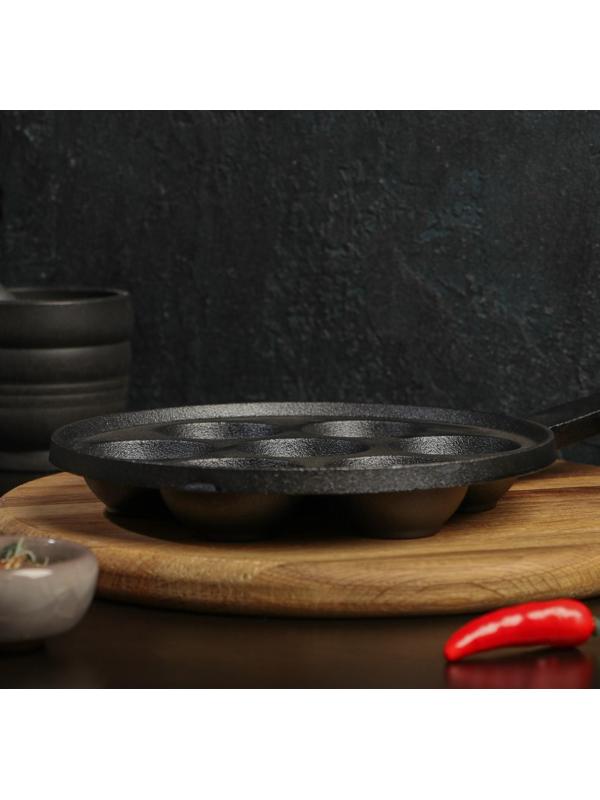 Сковорода чугунная Magma «Сферос», 7 ячеек, 20×3 см, чугунная ручка