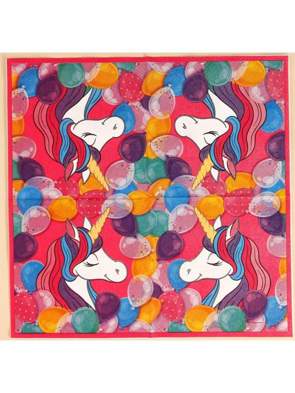 Салфетки бумажные Минни и Единорог, 33х33 см, 20 шт., 3-х слойные