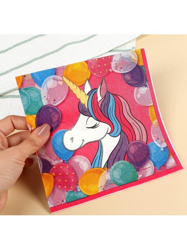 Салфетки бумажные Минни и Единорог, 33х33 см, 20 шт., 3-х слойные