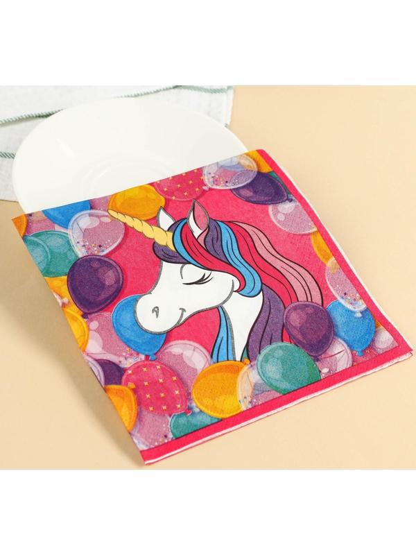 Салфетки бумажные Минни и Единорог, 33х33 см, 20 шт., 3-х слойные