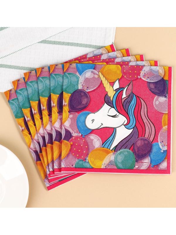 Салфетки бумажные Минни и Единорог, 33х33 см, 20 шт., 3-х слойные