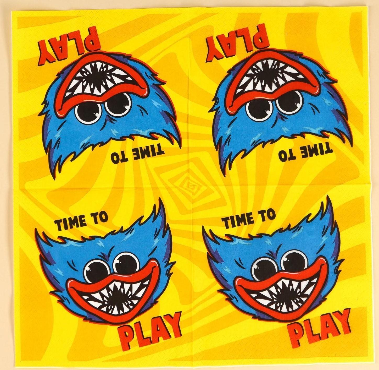 Салфетки бумажные Монстр, 33х33 см, 20 шт., 3-х слойные