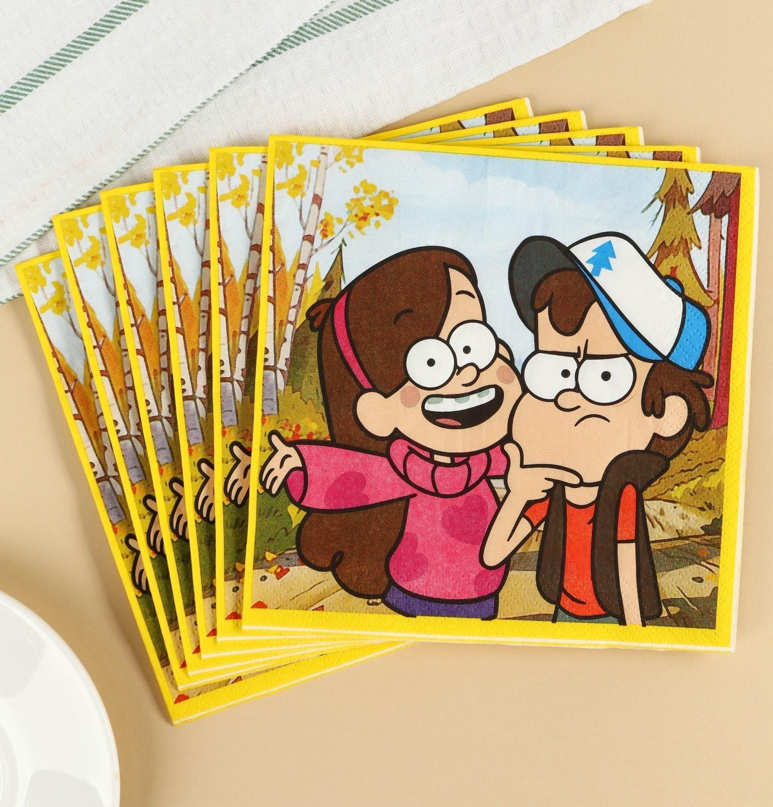 Салфетки бумажные Гравити Фолз, 33х33 см, 20 шт., 3-х слойные