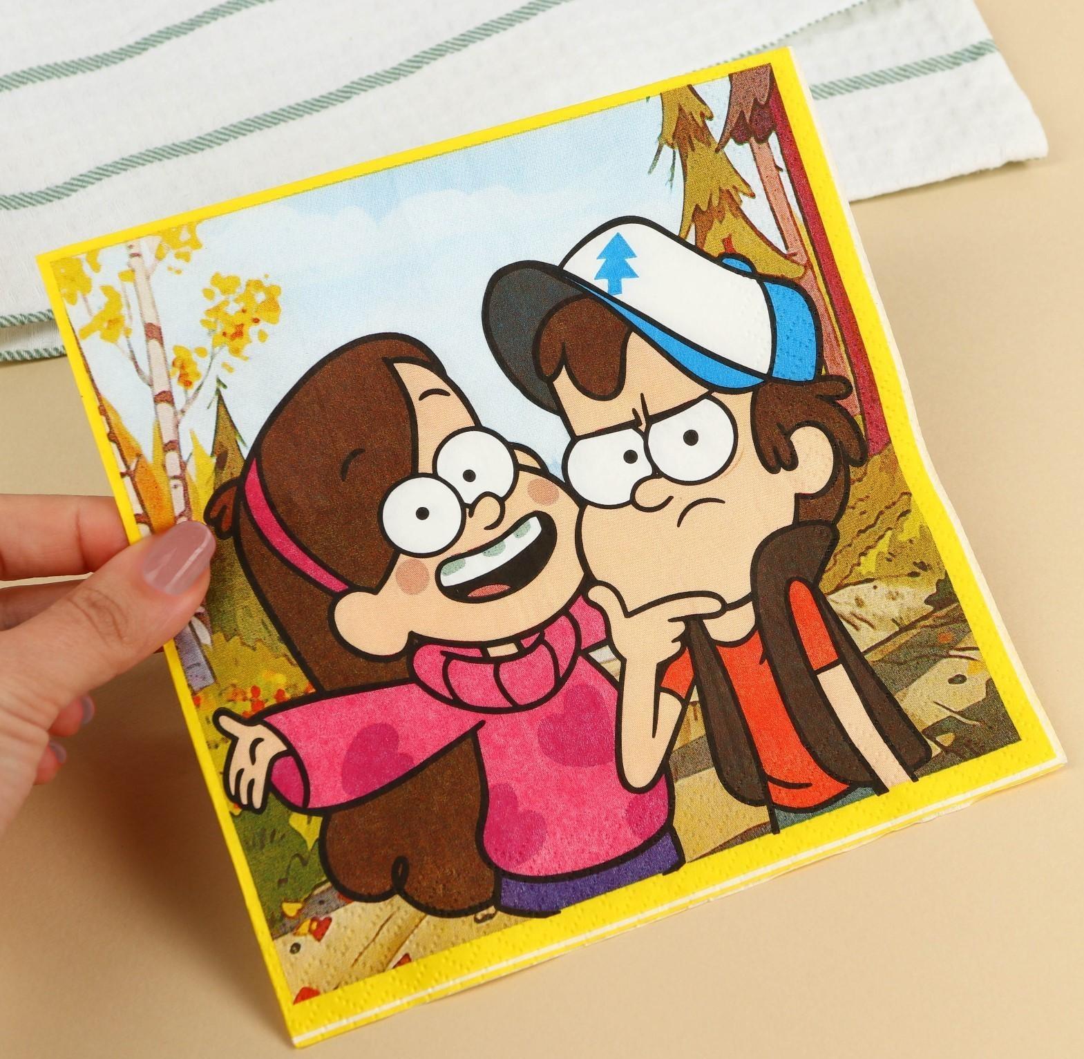 Салфетки бумажные Гравити Фолз, 33х33 см, 20 шт., 3-х слойные