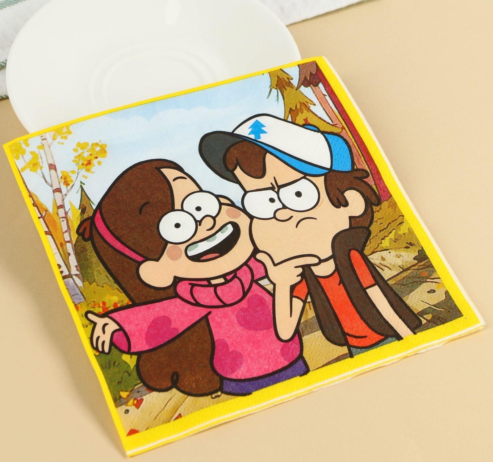 Салфетки бумажные Гравити Фолз, 33х33 см, 20 шт., 3-х слойные