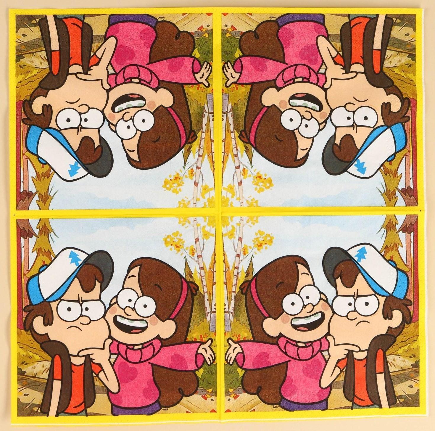 Салфетки бумажные Гравити Фолз, 33х33 см, 20 шт., 3-х слойные