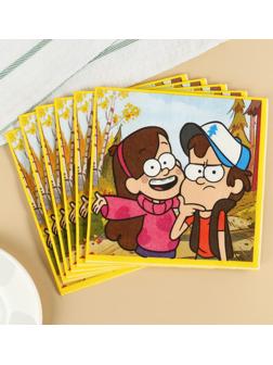 Салфетки бумажные Гравити Фолз, 33х33 см, 20 шт., 3-х слойные