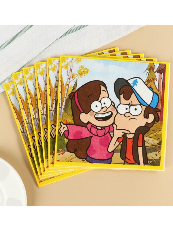 Салфетки бумажные Гравити Фолз, 33х33 см, 20 шт., 3-х слойные