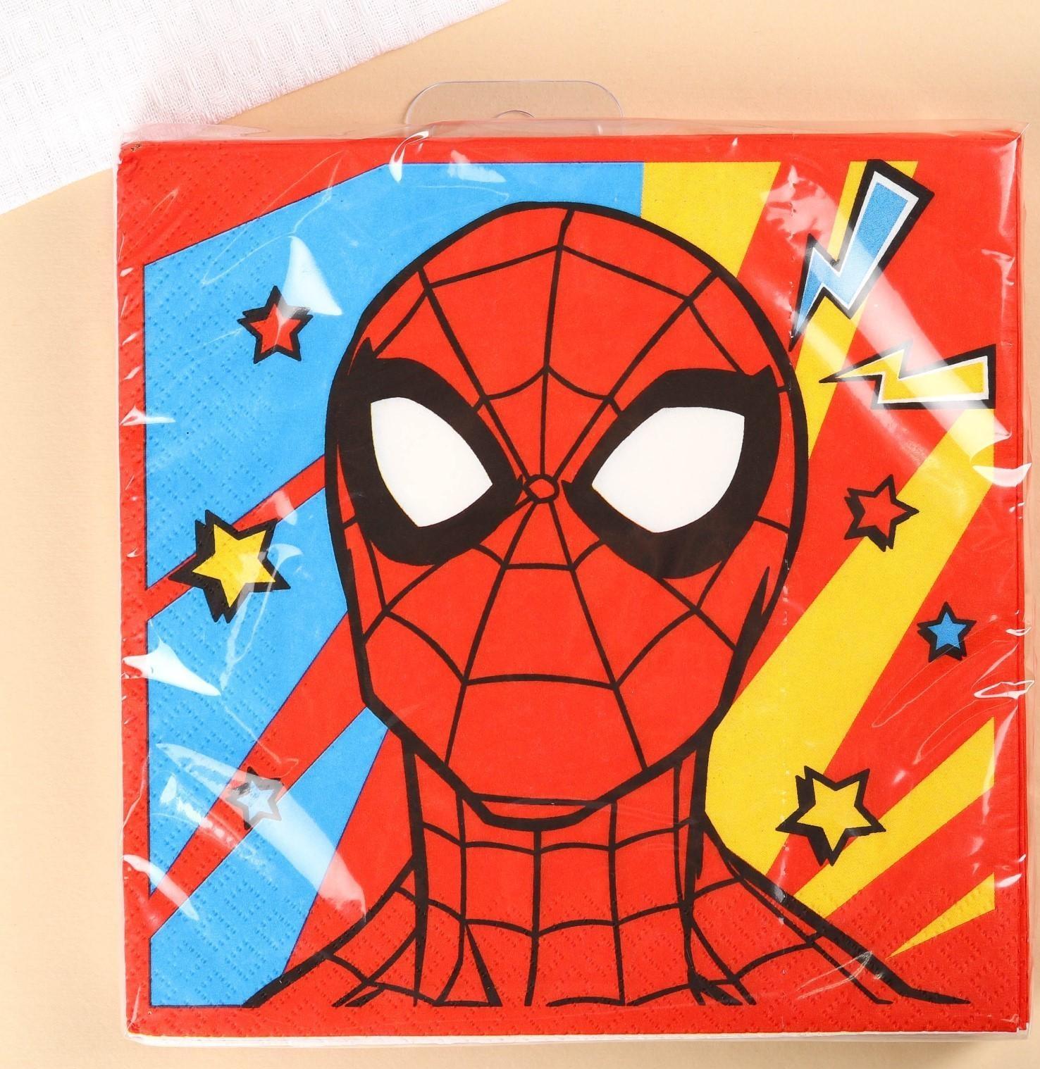 Салфетки бумажные Человек-паук, 33х33 см, 20 шт., 3-х слойные