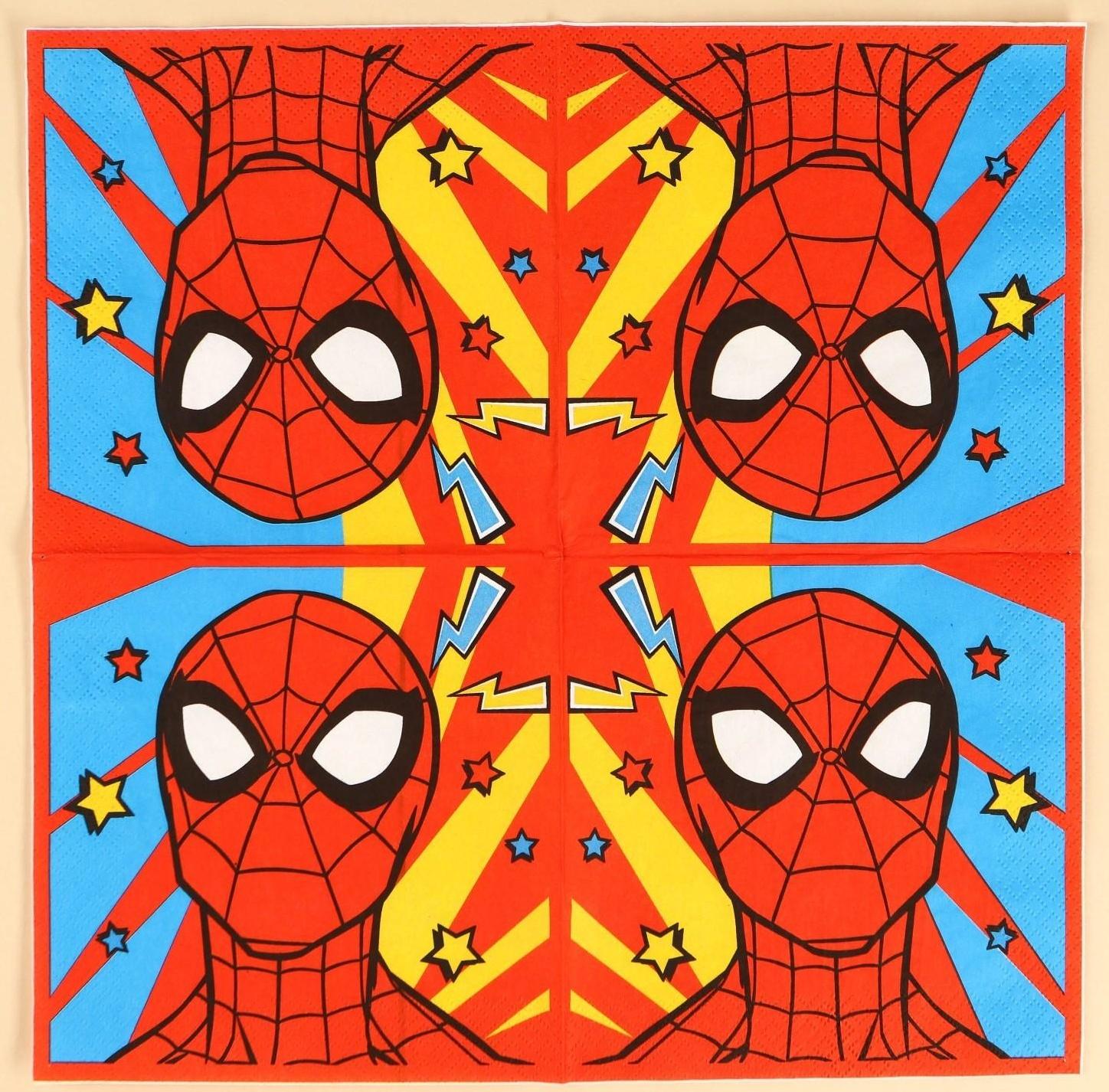 Салфетки бумажные Человек-паук, 33х33 см, 20 шт., 3-х слойные