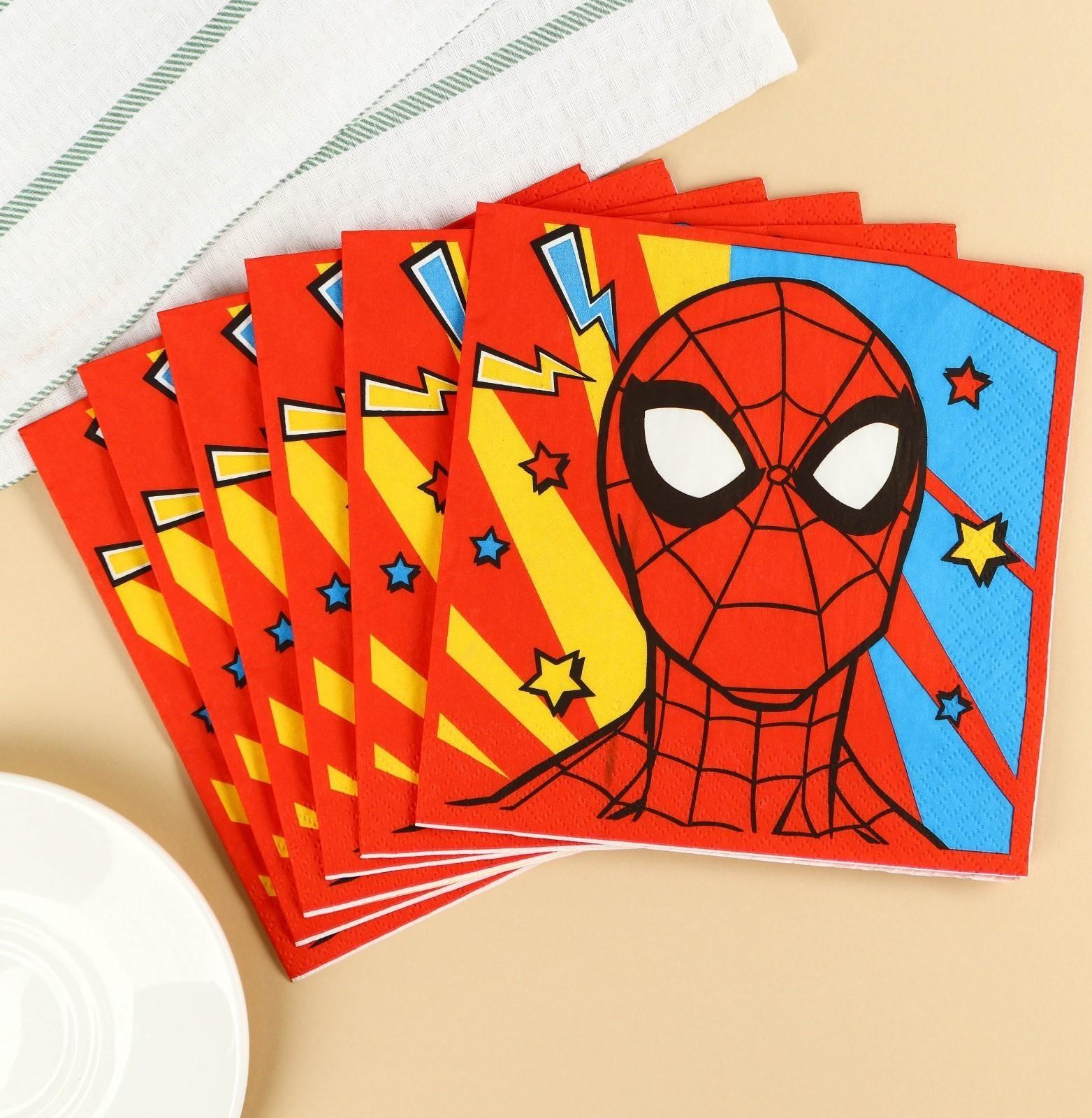 Салфетки бумажные Человек-паук, 33х33 см, 20 шт., 3-х слойные