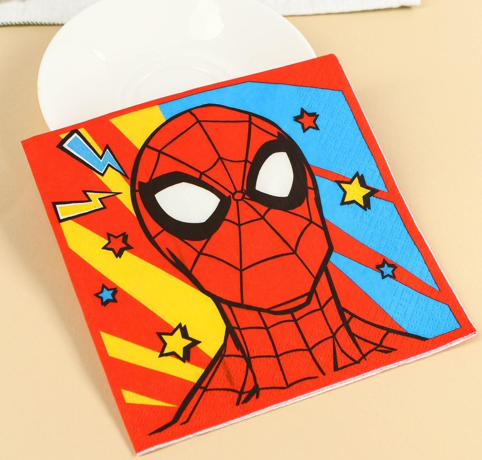 Салфетки бумажные Человек-паук, 33х33 см, 20 шт., 3-х слойные