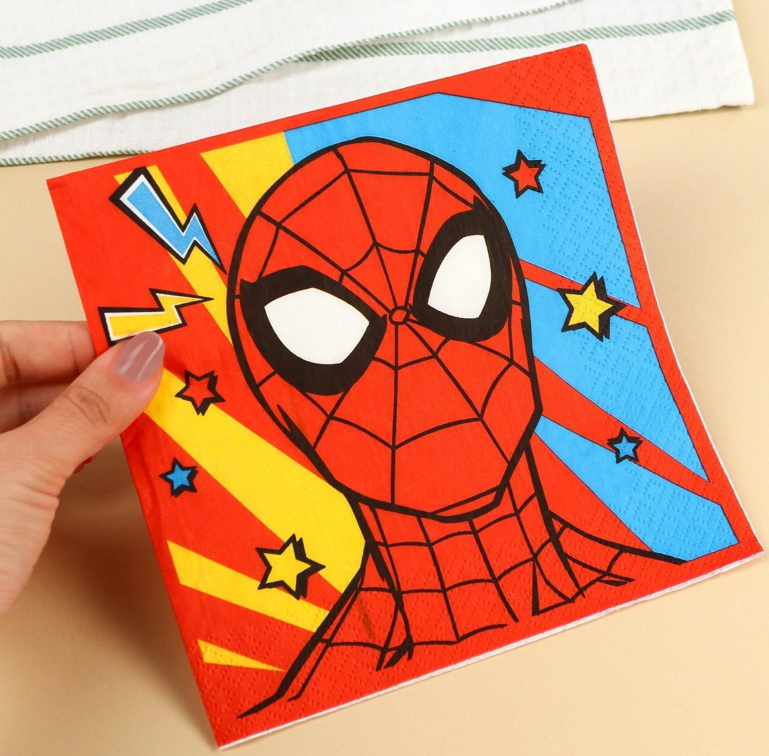 Салфетки бумажные Человек-паук, 33х33 см, 20 шт., 3-х слойные