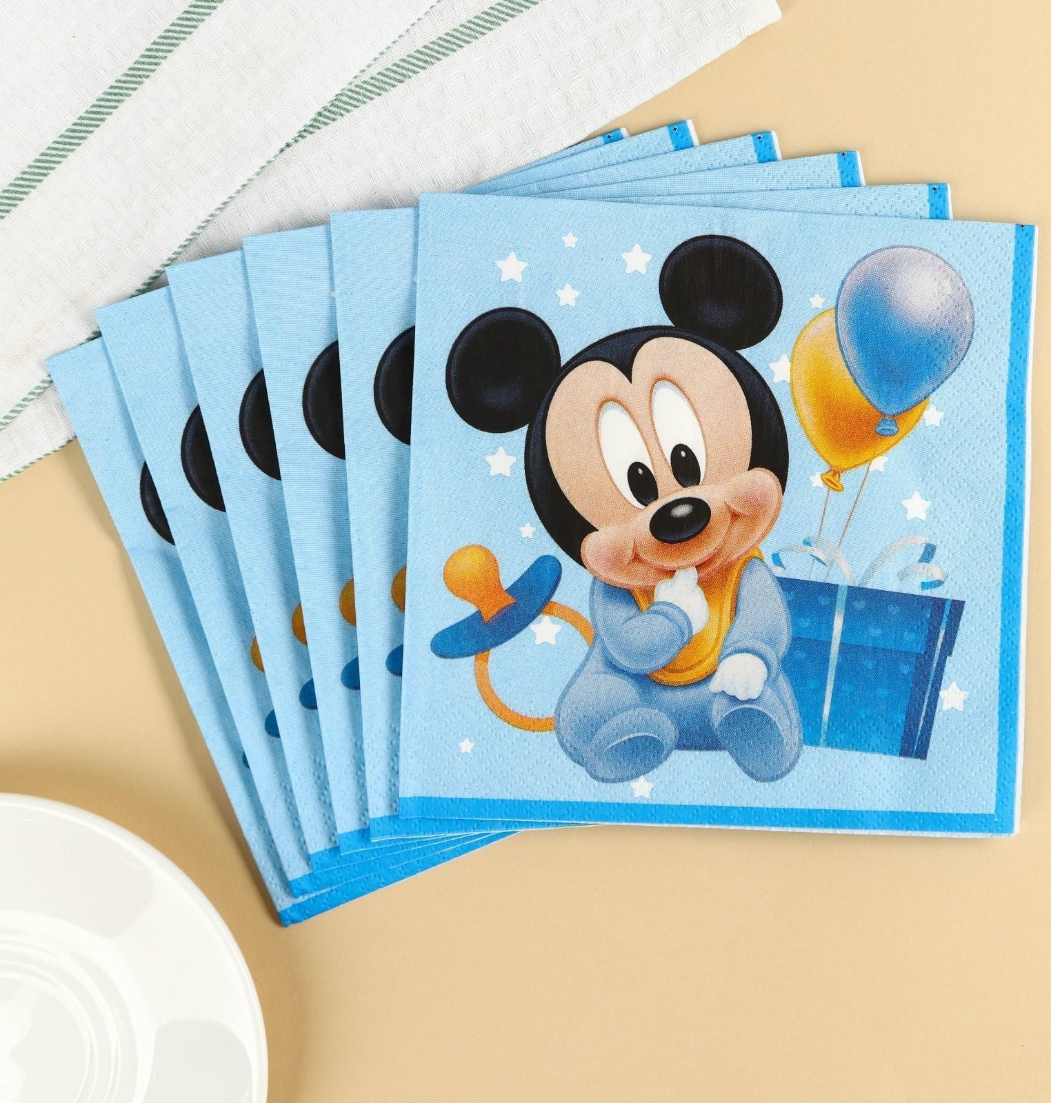 Салфетки бумажные Микки Маус, 33х33 см, 20 шт., 3-х слойные