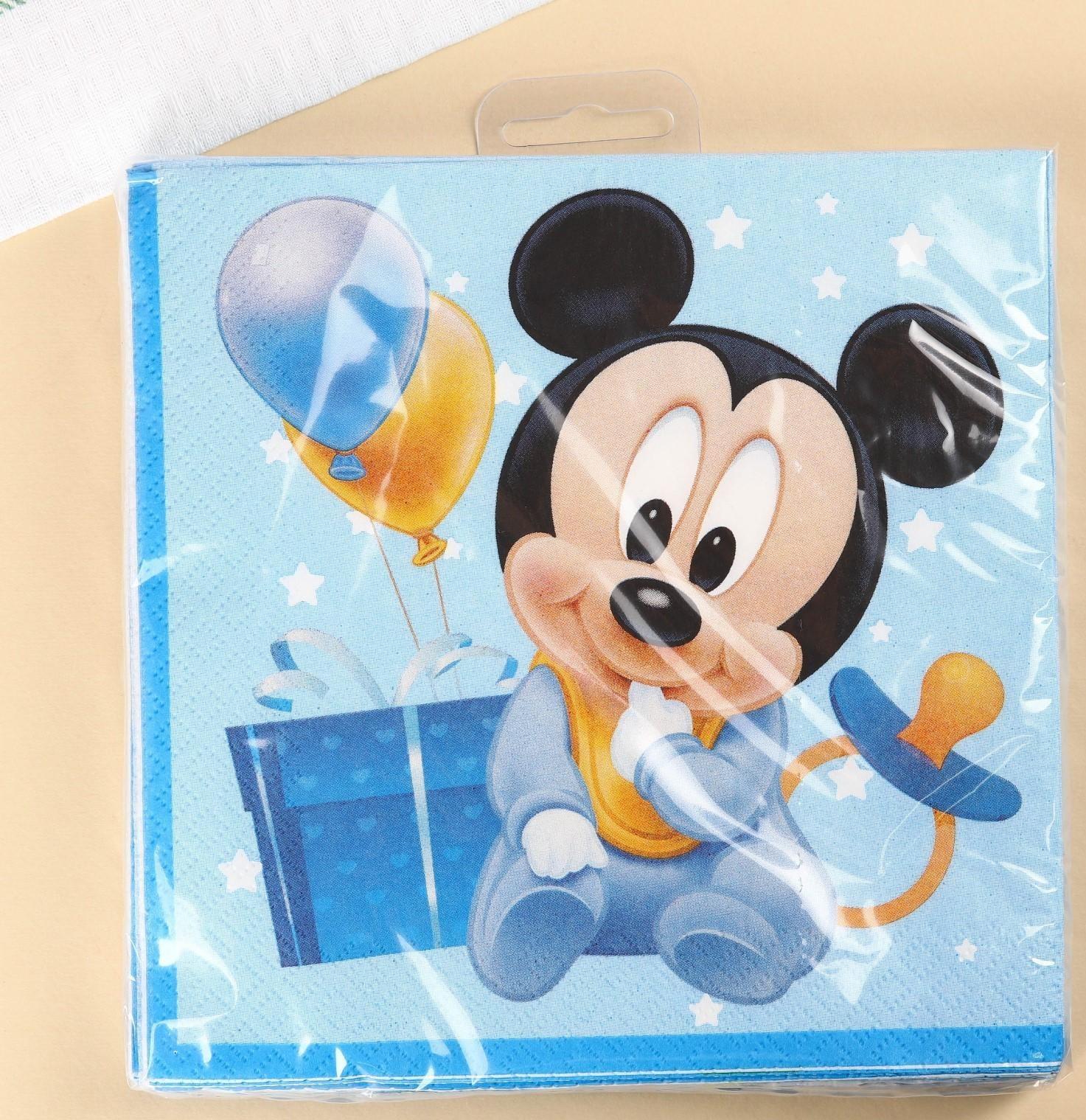 Салфетки бумажные Микки Маус, 33х33 см, 20 шт., 3-х слойные